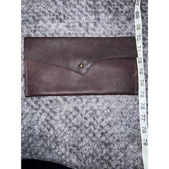 Brown Nobuck Leather Envelope Fold over Wallet Bag - Picture 10 of 10